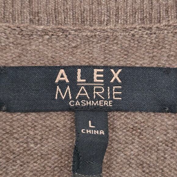 Alex Marie Cashmere Sweater Brown V-Neck Sz L Timeless Minimalist QuietLuxury - Picture 3 of 7